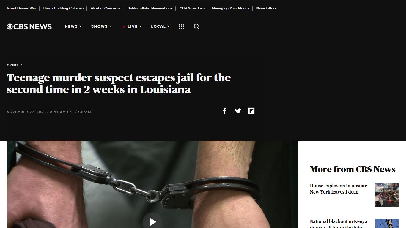 Teenage murder suspect escapes jail for the second time in 2 weeks in ...
