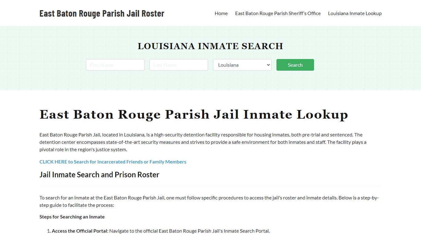 East Baton Rouge Parish Jail Roster Lookup, LA, Inmate Search
