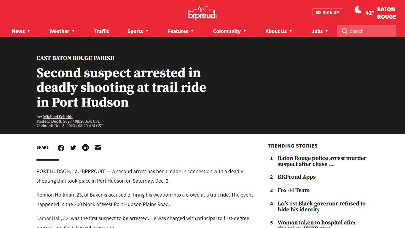 Second suspect arrested in deadly shooting at trail ride in Port Hudson